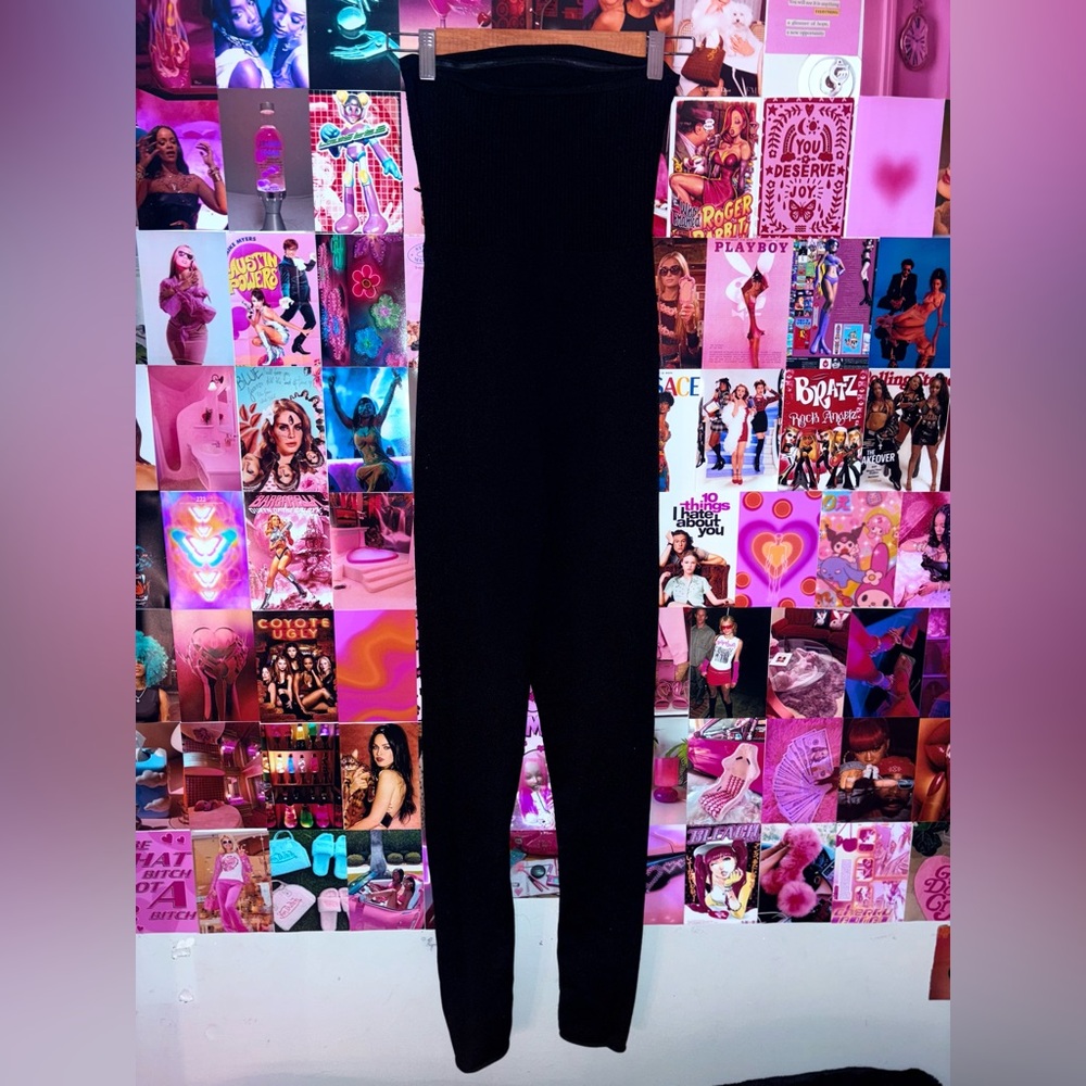 Forever 21 Black Ribbed Knit Jumpsuit - Unitard